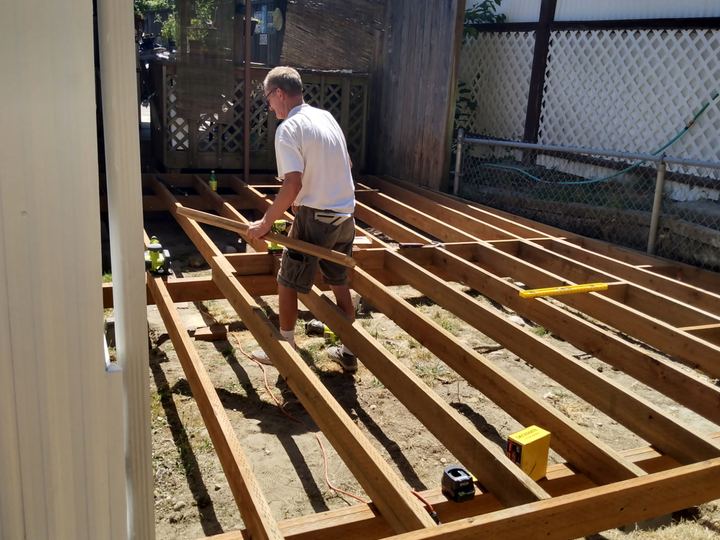 Deck framing in progress